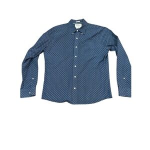 Abercrombie & Fitch Blue White Polka Dot Long Sleeve Button Down Shirt Size XL